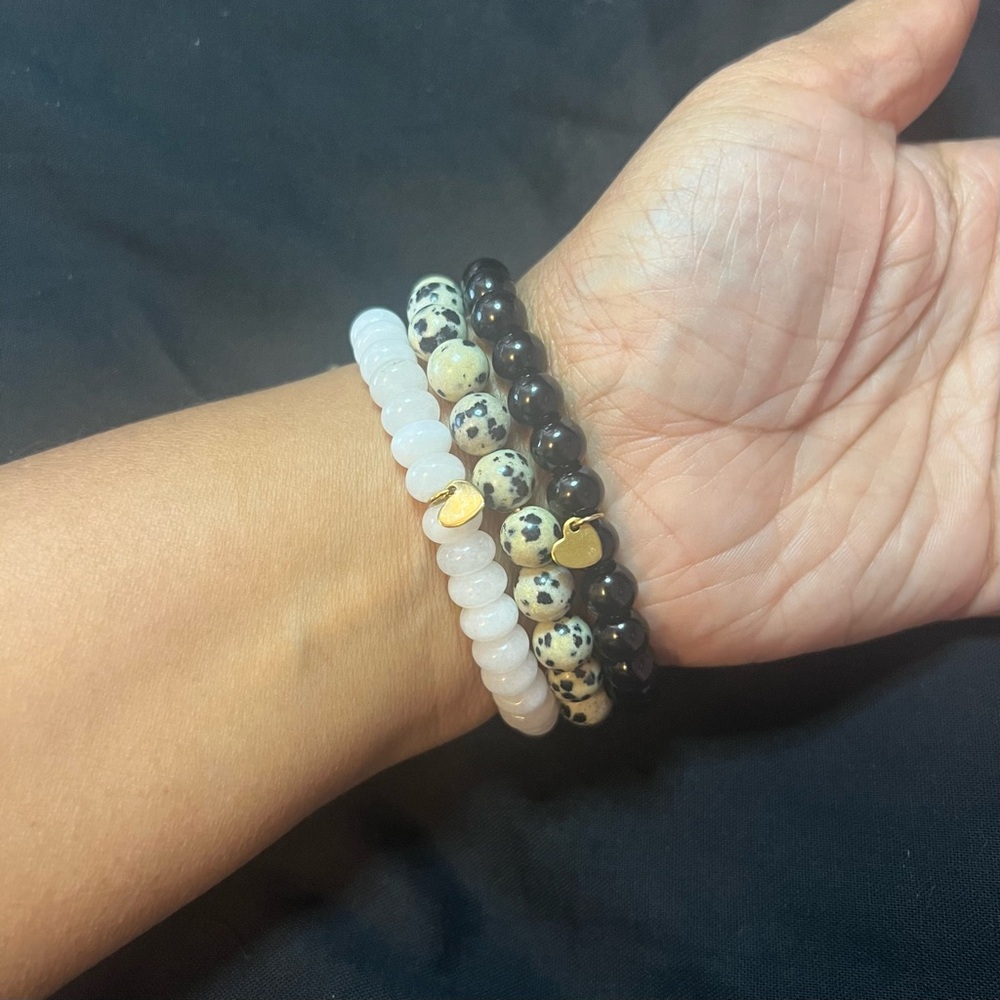 Faith Fish Natural Stone 3 Bracelet Set w Dalmatian Fish - Picture 4 of 4